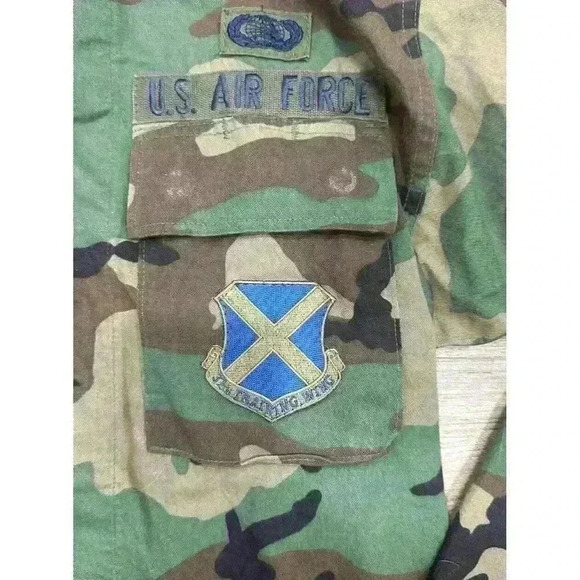 Men's US Army Air Force Military Field Jacket Coat Size Medium M XLong Patches - Picture 2 of 12